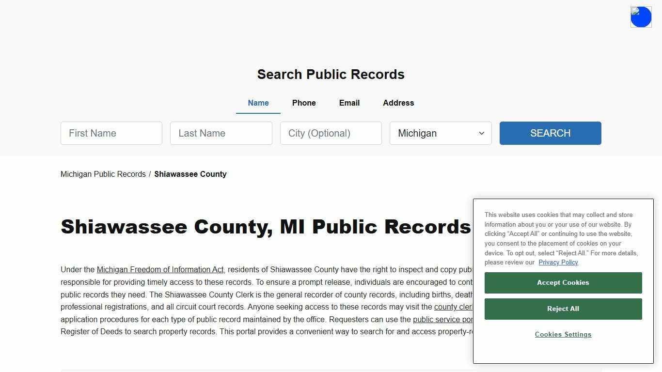 Shiawassee County, MI Public Court, Arrest and Inmate Records - ThePublicIndex